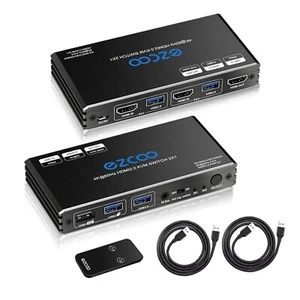 Commutateur KVM 8K 60Hz 4K 120Hz HDMI 2.1 double moniteur USB 3.0 2 ports avec raccourci clavier 4 - Photo 1/3