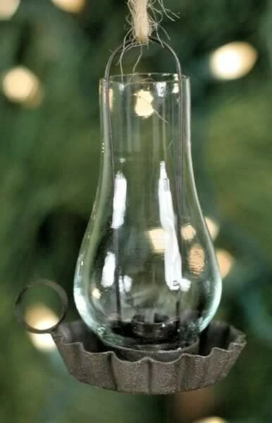 MINITURE 4 1/4" L X 2 1/2" W Black Lantern Tree Ornament ORNIE - Image 1 of 1