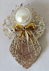 Angel Pin Brooch Handmade from Gold & Silver Toned Jewelry Findings #205 - Picture 1 of 3