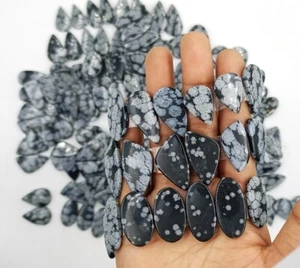 Natural Snowflake Obsidian pair Gemstone, Handmade Gemstone Wholesale Lot 72442 - Picture 1 of 1
