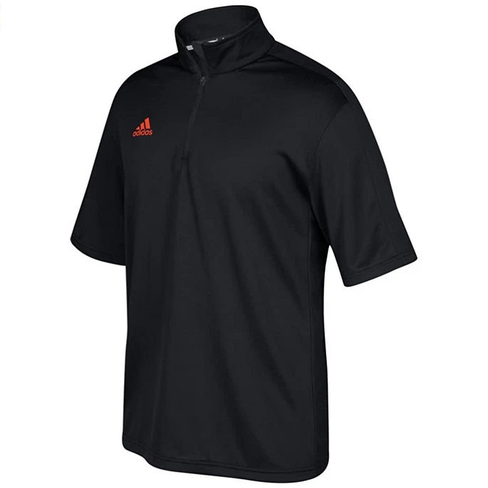 adidas Game Built Short Sleeve Quarter-Zip Top Mens Multi-Sport Black/Orange XL