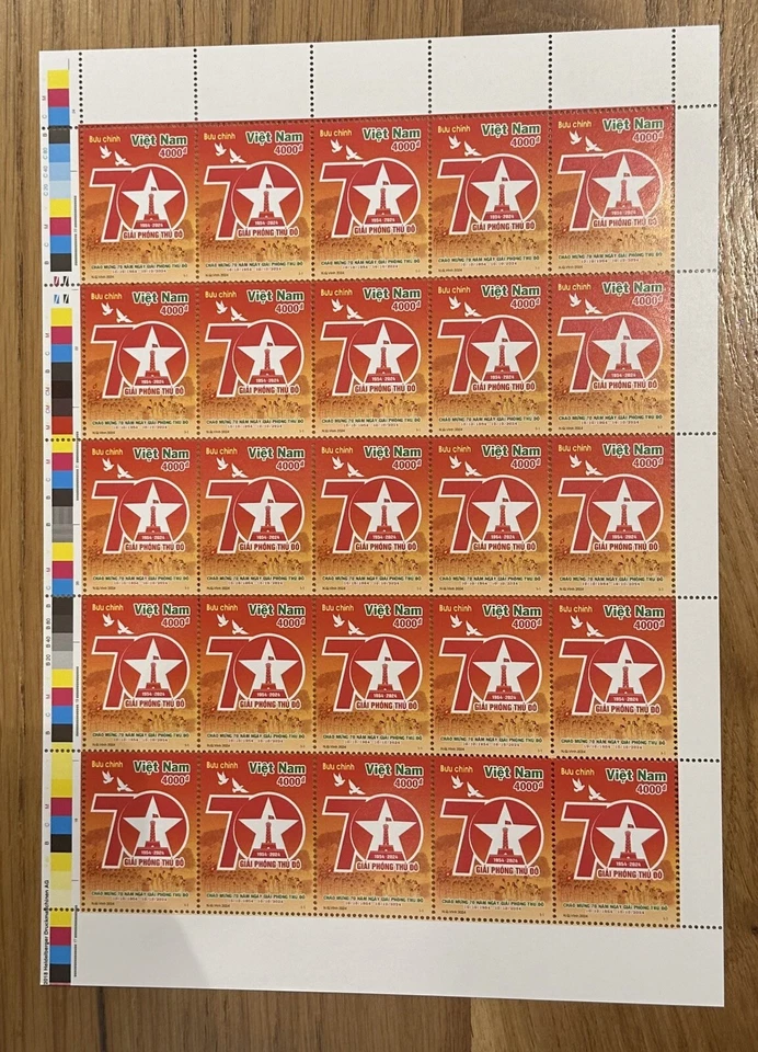 Sello Vietnam 2024 70 aniversario de la liberación de Hanoi MNH hoja como nuevo Foto 1 de 1