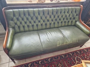 3er Stil Couch mit 2 Sesseln Vintage Leder *Grün**Vintage* - Bild 1 von 5