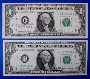 (Lot of 2) 1969 $1 Federal Reserve Notes ~ 1 autographed by Treasurer of the US - Picture 1 of 3