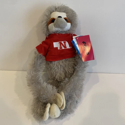 Nebraska State Huskers Rally Sloth Monkey Forever collectibles 20” Plush Doll NW Cover