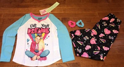 Pijama de manga comprida Nickelodeon JoJo Siwa feminino novo tamanho 6-6X Inc scrunches - Imagem 1 de 4