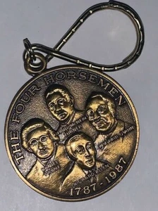 GOLD THE FOUR HORSEMEN 1787-1987 PENDANT KEYCHAIN - Picture 1 of 2