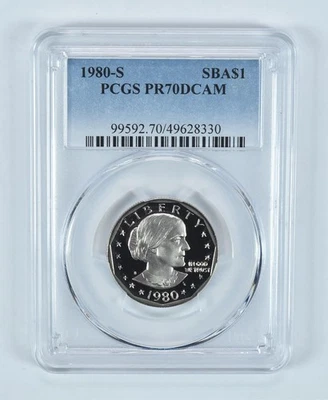 1980-S Susan B Anthony Dollar PR70 DCAM PCGS Blue Label *2957 - Image 1 of 4