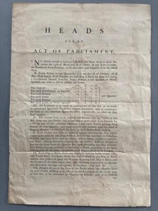 Ley del Parlamento que grava galgos y tambaleantes y otros perros de caza, alrededor de 1780 - Imagen 1 de 1