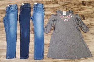 Lot of Girl's Size 12, 12 Slim Jeans & Cold Shoulder Dress Abercrombie Old Navy - Picture 1 of 15