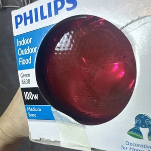 Philips 100 Watt Colored Flood Light Bulb Red BR38 - Picture 1 of 7