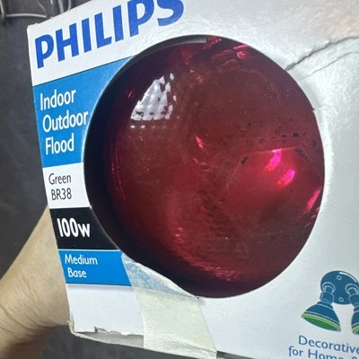 Philips 100 Watt Colored Flood Light Bulb Red BR38 - Image 1 of 4