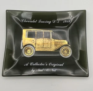 Vtg. Chevrolet Touring D-5 1918 Advertisment Black Glass Ashtray Collectible - Picture 1 of 9