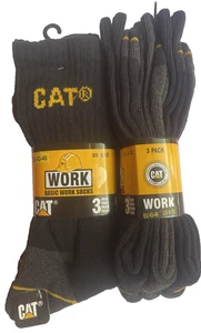 3 Paar Caterpillar CREW 75 % Baumwolle gepolsterte schwarze Arbeitssocken für Herren 8-12 EU43-46 - Bild 1 von 5