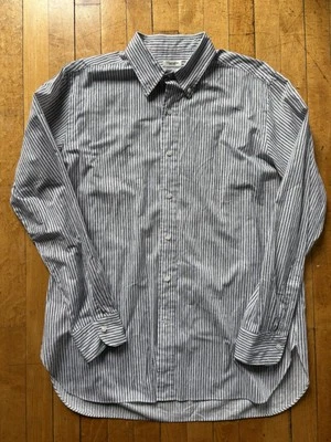 Camoshita темно-синий и белый в полоску на пуговицах платье рубашка мужская XL - Изображение 1 из 4