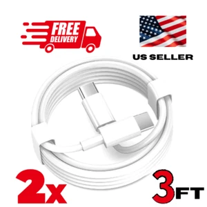 2 Pack USB Type C to Type C Cable 3ft For iPhone/Samsung/Android/IPad OEM - Picture 1 of 5