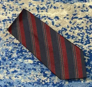 Corbata de seda Armani Collezioni Borgoña Azul Marino Plata Rayas sesgadas Italia - Imagen 1 de 5