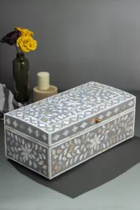 Perlmutt dekorative Box - grau, groß - Bild 1 von 8