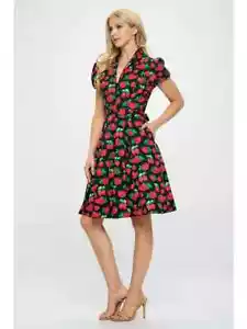 Retro Strawberry Plus Size Fit and Flare Dress 2X - Picture 1 of 5