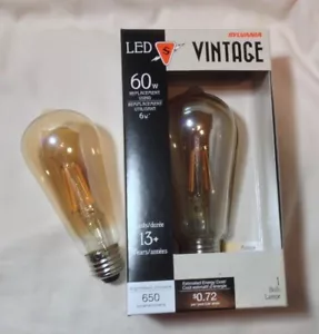 2 NEW LED AMBER tint Light bulb EXTRA WARM low blue 650 lu E26 base 6w = 60w A19 - Picture 1 of 11