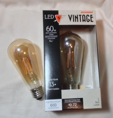 2 NEW LED AMBER tint Light bulb EXTRA WARM low blue 650 lu E26 base 6w = 60w A19 - Image 1 of 4