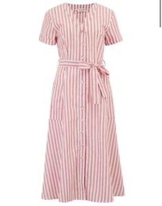 Nuevo con etiquetas Vestido Midi Sugarhill Evelina Deck Rojo/Blanco Rayas Talla 12 - Imagen 1 de 6