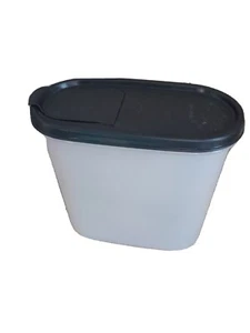 Vintage Tupperware 1.7 Litres Clear Oval Container 1613-8 And Black Lid 1617-23 - Picture 1 of 7