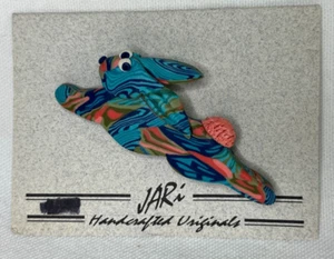 JARi Designs Handcrafted Originals Polymer Clay Multicolor Rabbit Pin Brooch - Picture 1 of 6