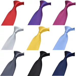 Men Solid Stripe 8CM Wide Necktie Wedding Party Formal Business Neck Wear Tie - Picture 1 of 12