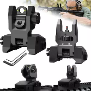 Fiber Optic Iron Sights Flip Up Iron Sight Front Rear SightPicatinny Weaver US - Picture 1 of 18
