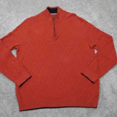 Jos. A. Sudadera Bank Para Hombre XL Naranja 1/4 Cremallera Ajuste Tradicional Algodón Pima Foto 1 de 4