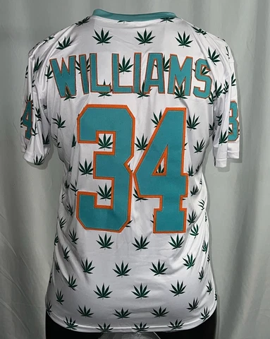 Ricky Williams Unsigned pro style White WEED LEAF football jersey XL Cover