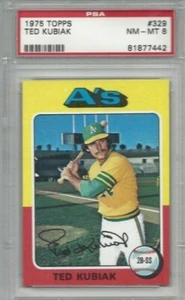 1975 Topps Baseballkarte #329 Ted Kubiak, Oakland A's Athletics graded PSA 8 - Bild 1 von 1