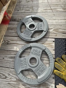 25 LB Grip Style Olympic Cast Iron Weight Plates - Pair (50lbs Total) 2” Hole - Picture 1 of 3