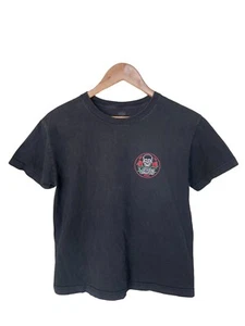 Vans Off The Wall Skull Red Roses Black T Shirt Unisex Kids Size Large 10-12 GUC - Picture 1 of 10