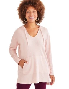 Style & Co Damen Rouge Rosa Langarm Waffel Strick Hoodie Top Petite Large - Bild 1 von 10
