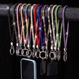 Bling Rhinestone Keychain Phone Lanyard  Wrist Strap Hanging Cord Anti-lost Rope