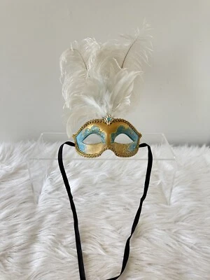 Máscara de plumas para mujer máscara de ojos veneciana para fiesta baile baile graduación Foto 1 de 4