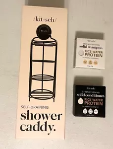 Kitsch Self-Draining Shower Caddy Suction Cup Rust Proof Holder with 2 Bar Soap - Picture 1 of 9