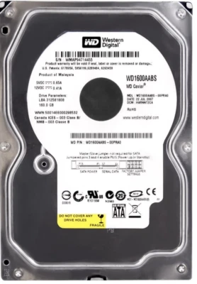 Disk Western Digital Caviale WD1600AABS 160GB 7200U/Min 2MB SATA II 3.5'' - Immagine 1 di 3