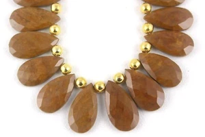 AAA Quality 1 Strand Natural Mookite Agate Pear Briolette Bead 11x20-12.5x22.5MM - Picture 1 of 4