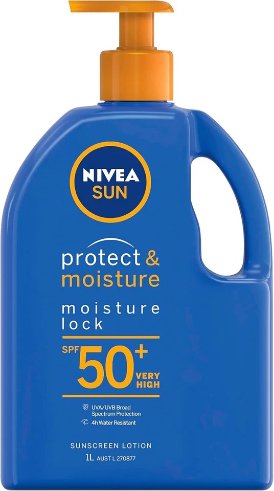 NIVEA SUN Protect & Moisture Lock Sunscreen Lotion 1L | SPF 50 Water Resistant