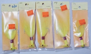 5 units - Bucktail Jigs Striper Lures 3/4oz Yellow 6/0 Popeye Saltwater Lure Lot - Picture 1 of 3