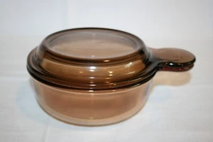Corning Visions Amber V-150-B 15 oz Grab It Bowl w/ Glass Pyrex P-150-C Lid - Picture 1 of 7