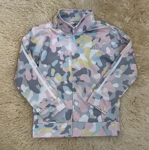 Adidas Mädchen Reißverschluss vorne klassische Trikot Jacke Größe 6 Camouflage rosa silber neu ohne Etikett - Bild 1 von 15
