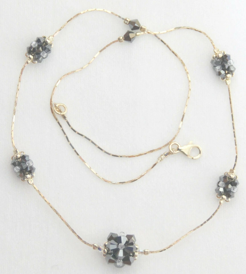 COLLANA DONNA ARGENTO E PIETRE CRISTALLO SWAROVSKI NERE E CRISTALLO - Immagine 1 di 1