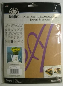 Plaid Folkart Paper Stencils ~ Alphabet & Monogram ~ 7" Script ~ NEW - Picture 1 of 1