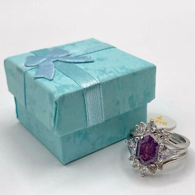 Anillo Bomb Party HALO GOGO RBP6131 Cristal Amatista Mágico Diario Talla 7 Rodio P Foto 1 de 4