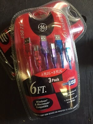 GE USB 2.0 6 Ft. Windows/Mac Printer Device Cables 480 MPS 3 Pack  - Image 1 of 3