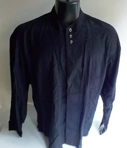 ST. REMO New York LS Black 100% Rayon Dress Dhirt Covered Placket SZ M 3 Silver - Picture 1 of 6